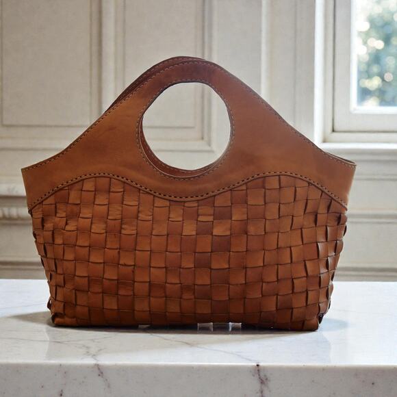 Robita Handbags - Robita Japanese woven genuine leather chestnut handbag